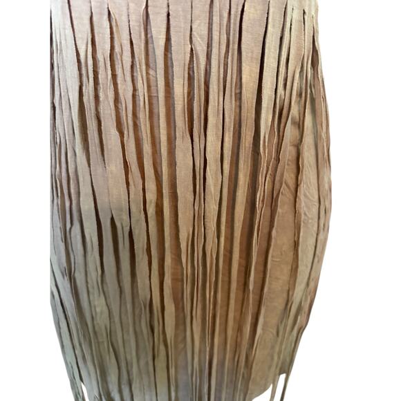 POL Beige Fringe Suede Boho Adj Straps Red Embroidery Bodice Dress L - Picture 5 of 11